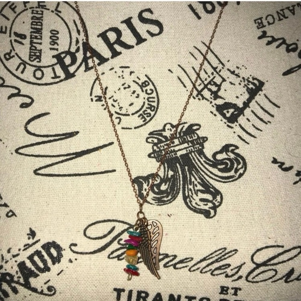 Colorful Stone Angel Wing Necklace